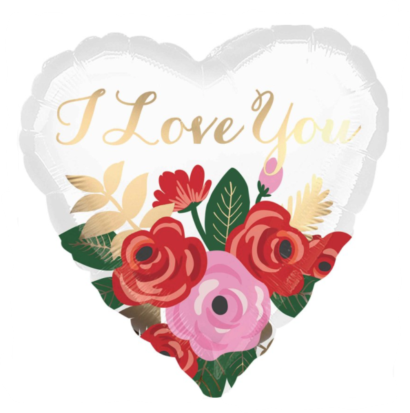 Folienballon - I love you, Rosen - ø 43cm
